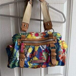 Lily Bloom Blue Multicolor Floral Shoulder Bag